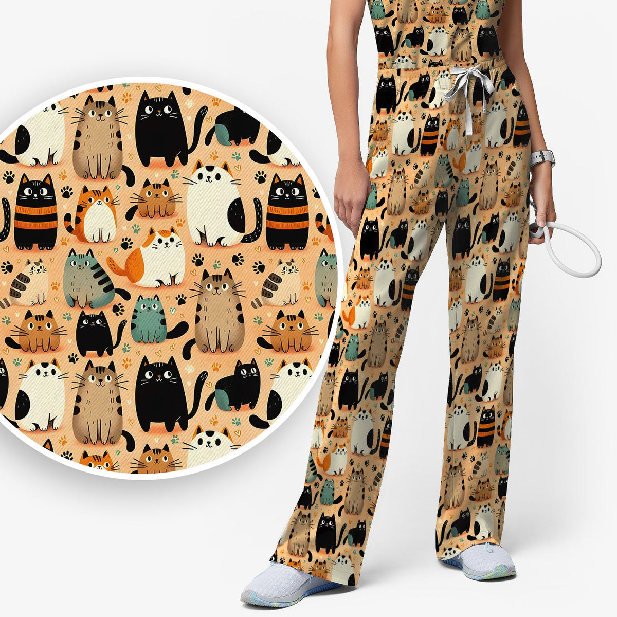 Cat Parade Doodle Nurse Scrub Set