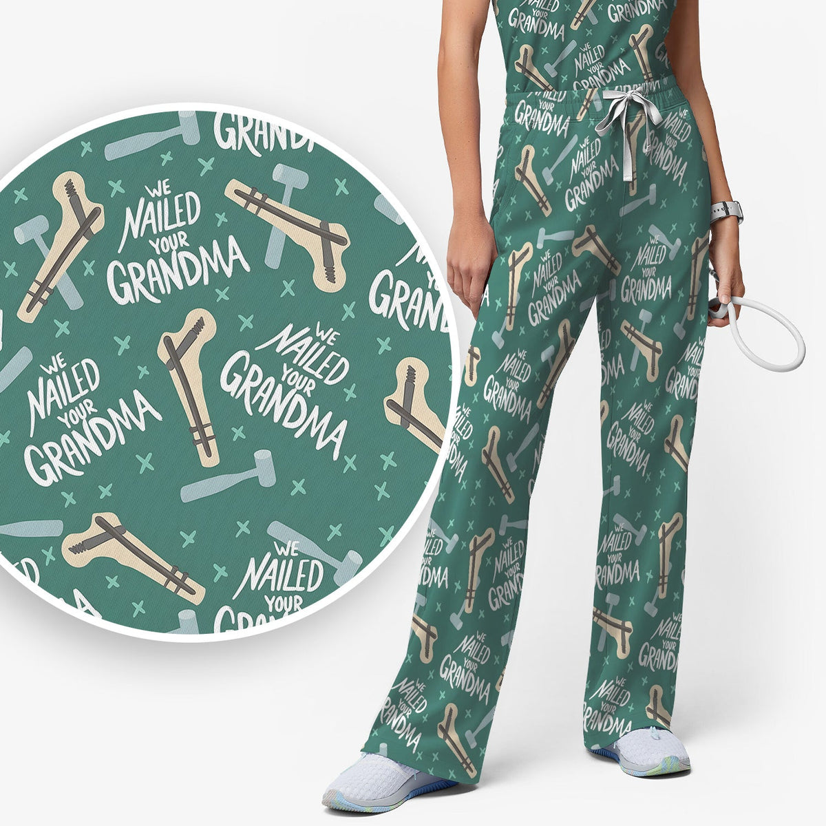 Bone Hammer Nailed Your Grandma Nurse Scrub Set