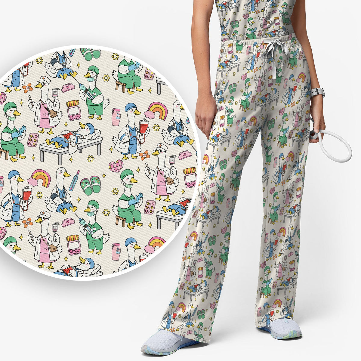 Duck Medical Doodle Nurse Scrub Set