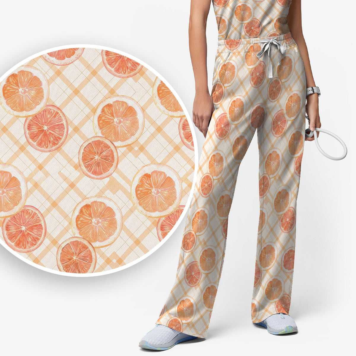 Fresh Grapefruit Slice Nurse Scrub Set