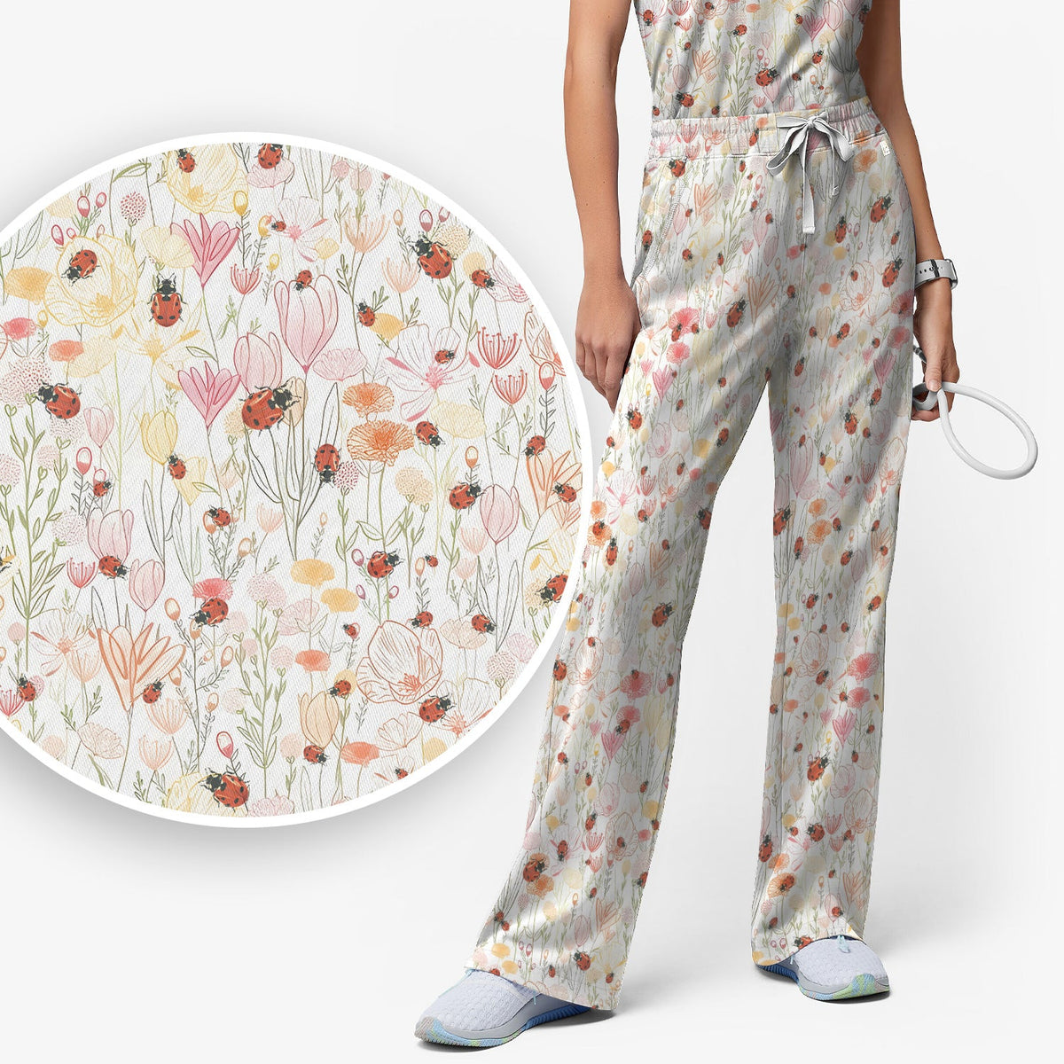 Wildflower Ladybug Garden Nurse Scrub Set