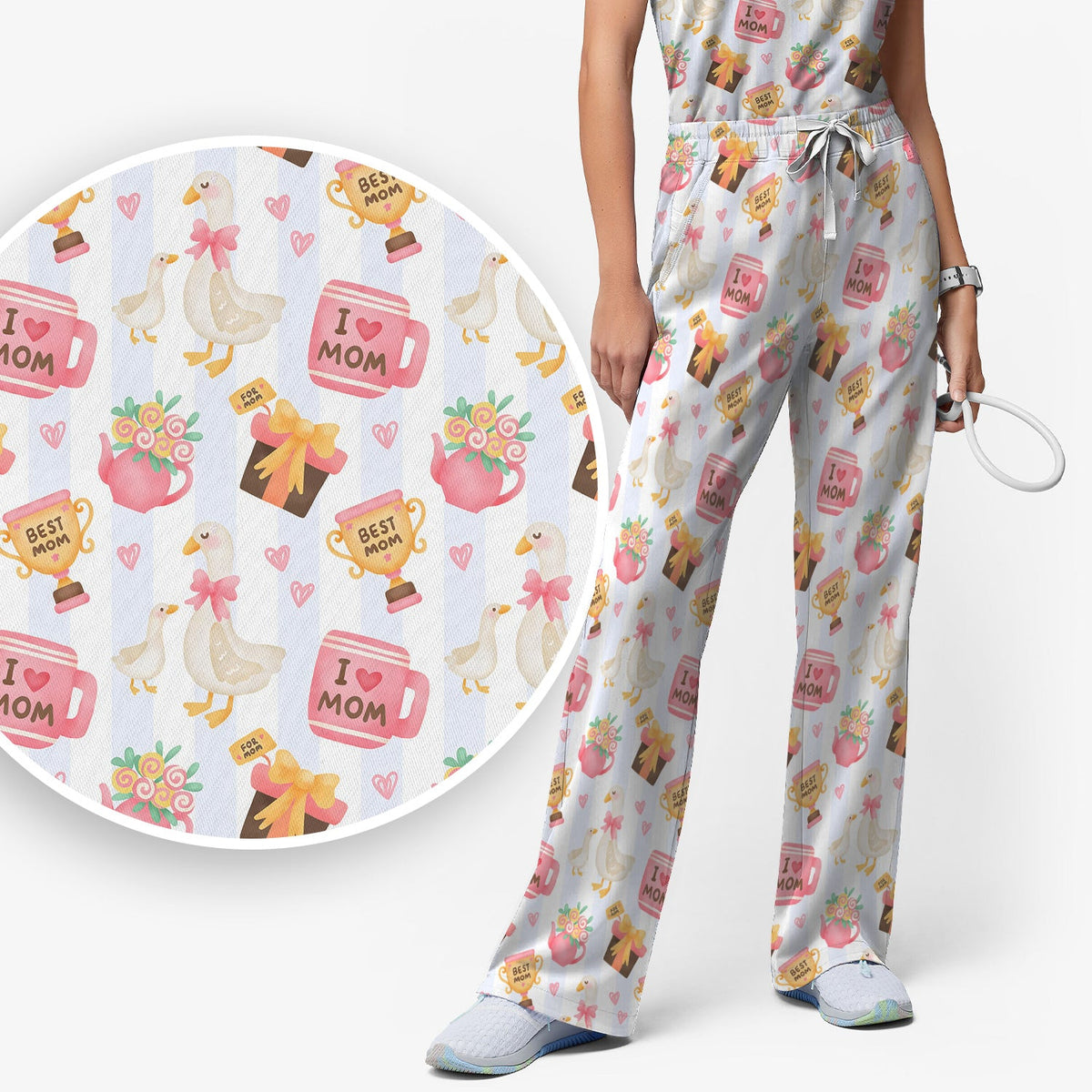 Sweet Nurse Mom Goose Trophy Scrub Set