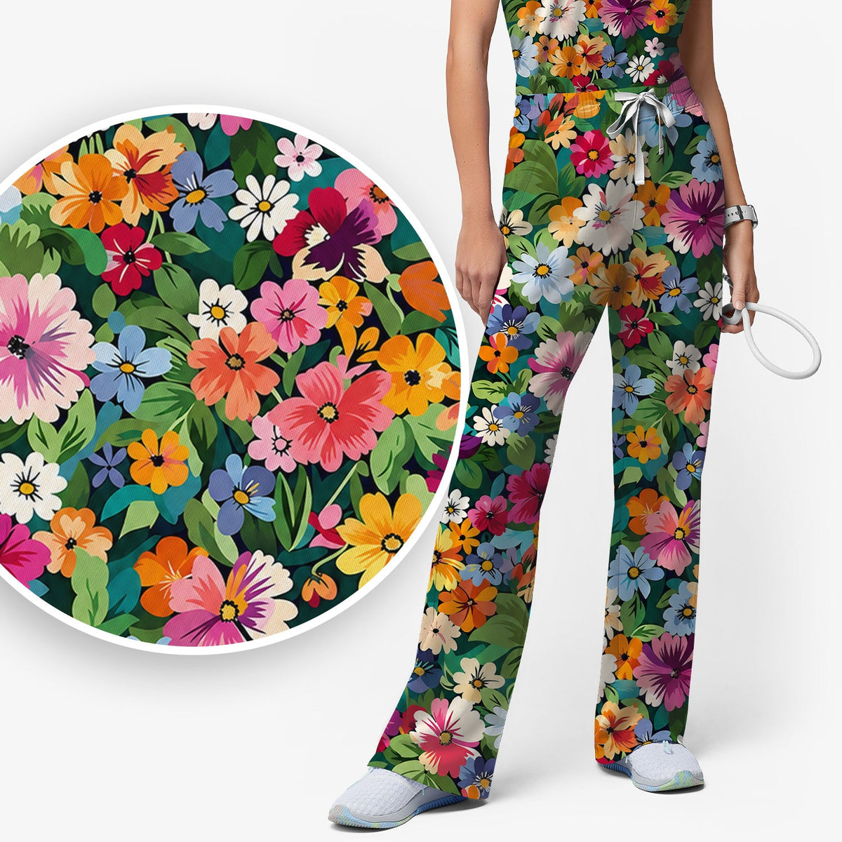 Colorful Wildflower Garden Nurse Scrub Set
