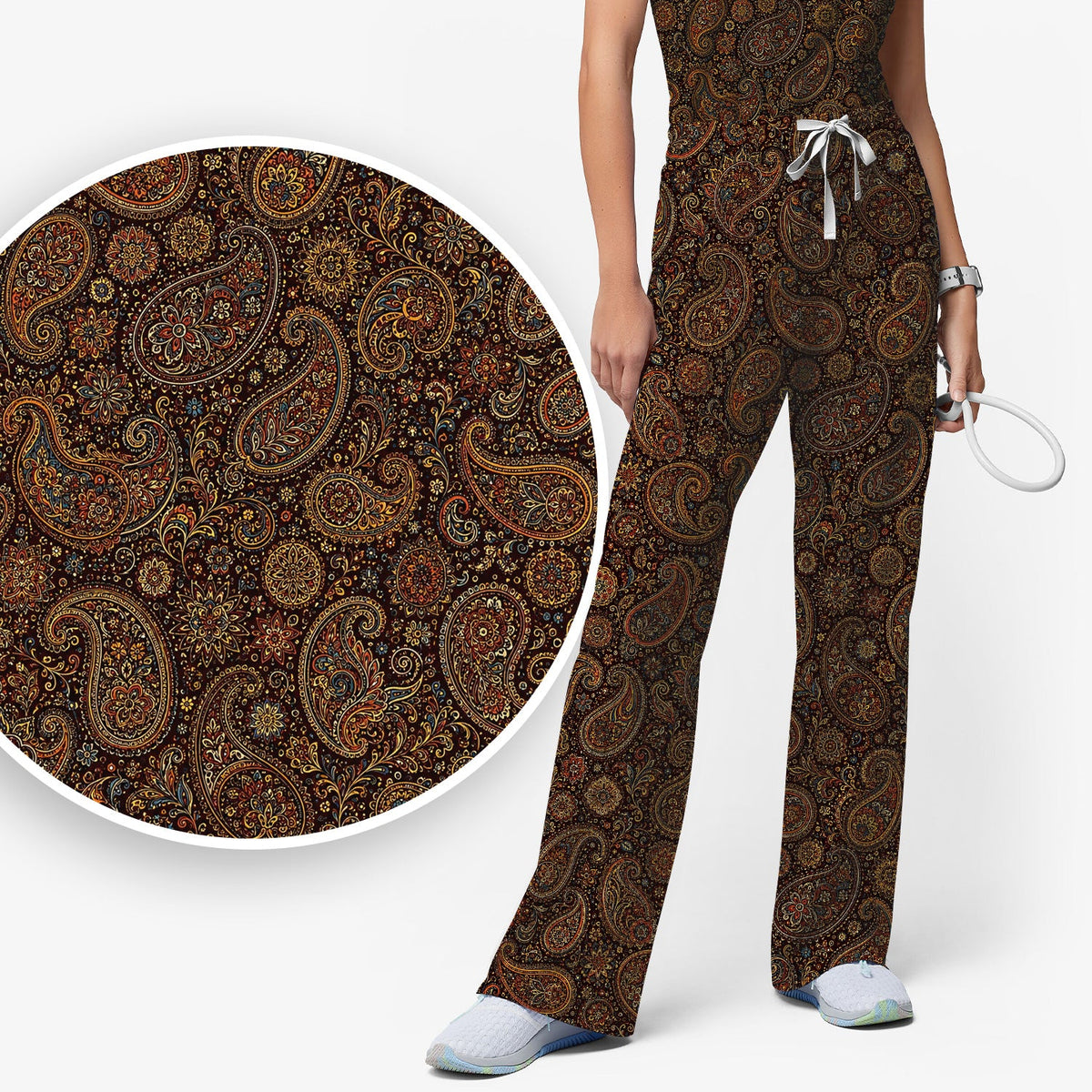 Vintage Ornate Paisley Nurse Scrub Set