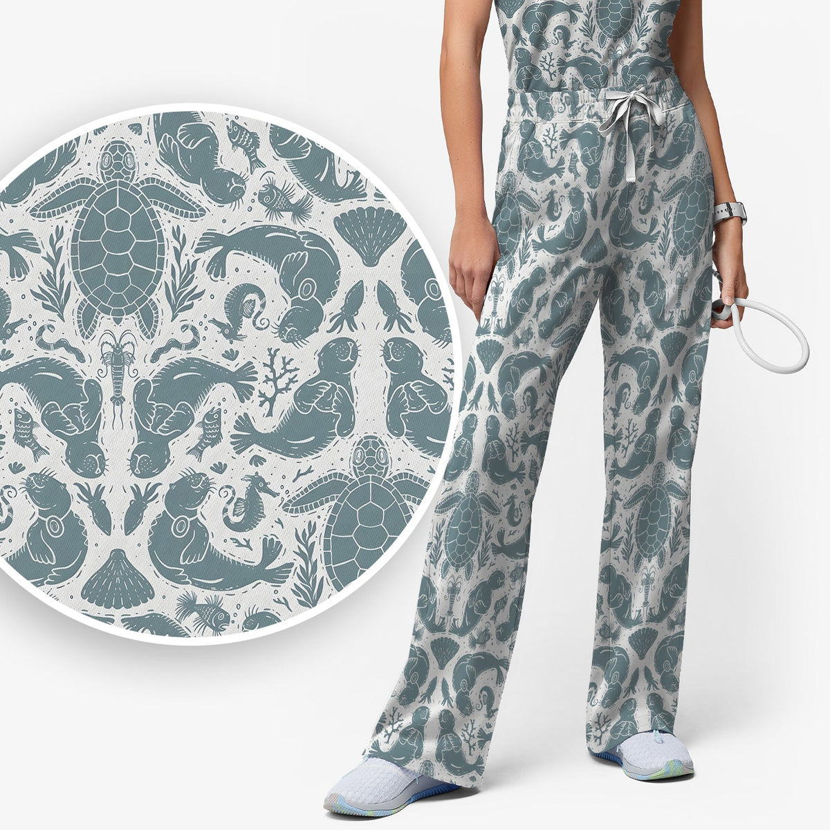 Ocean Sea Marine Life Nurse Scrub Set