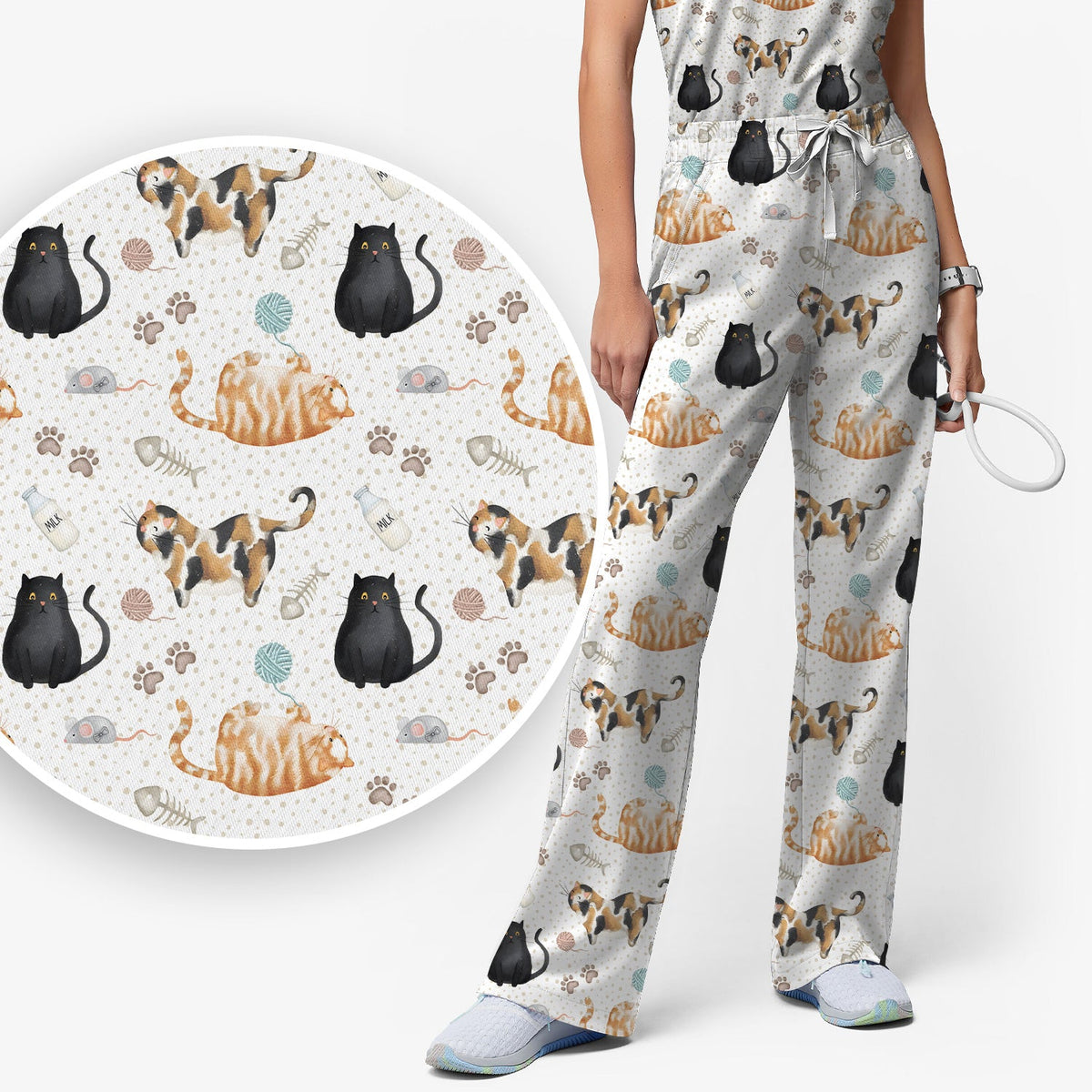 Cat Yarn Paw Nurse Scrub Set