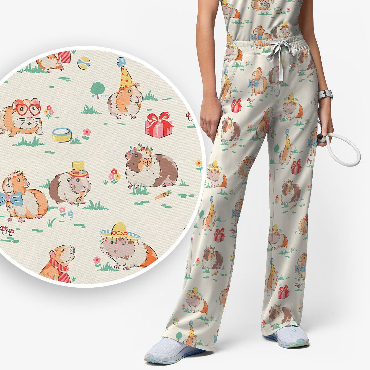 Guinea Pig Party Nurse Scrub Set