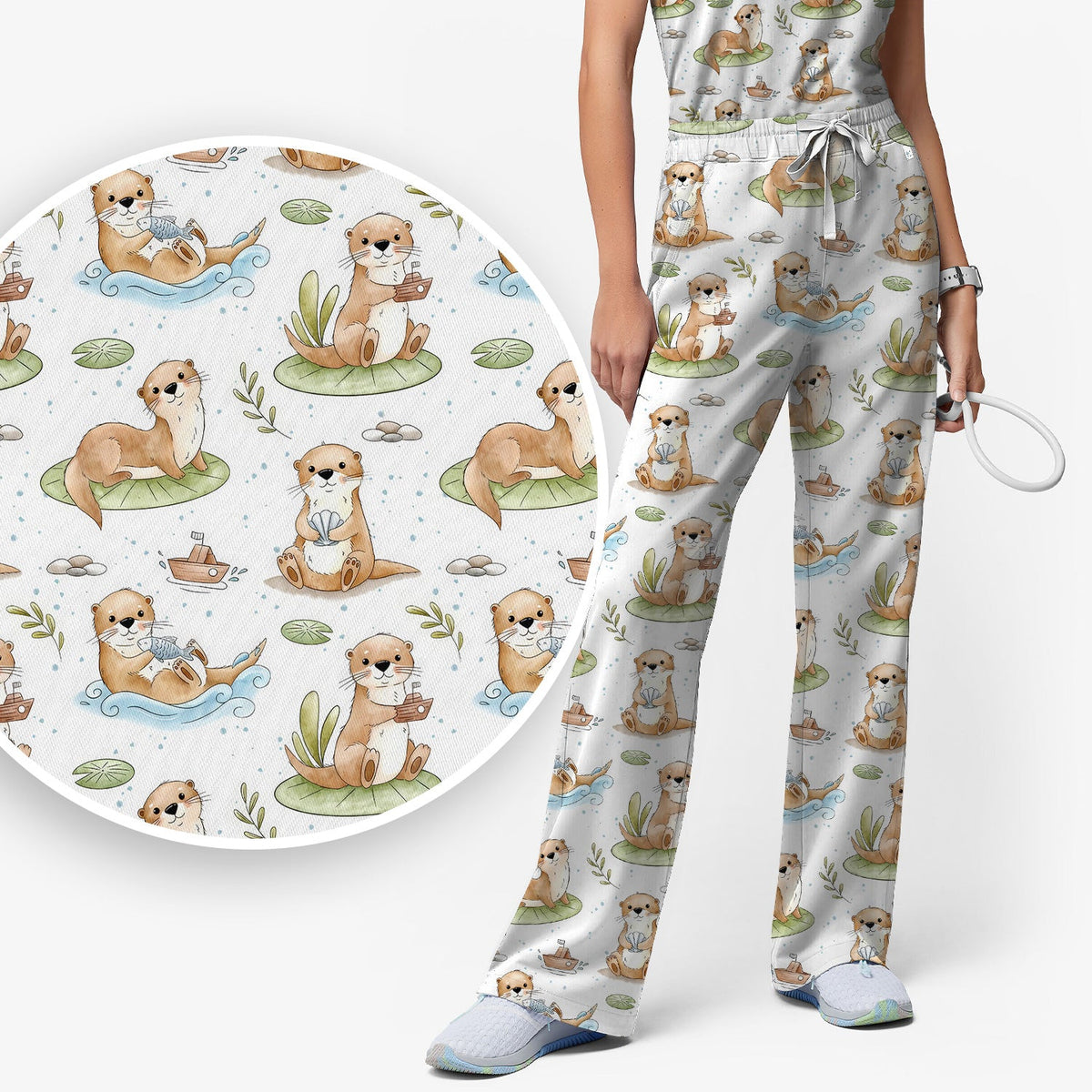 Otter Lily Pad Nurse Scrub Set