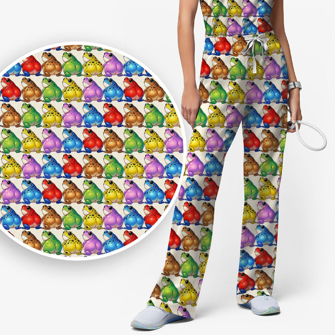 Colorful Frogs Nurse Scrub Set
