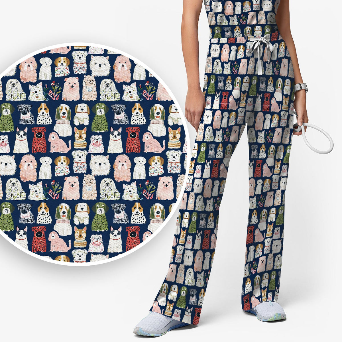 Dog Breeds Nurse Scrub Set