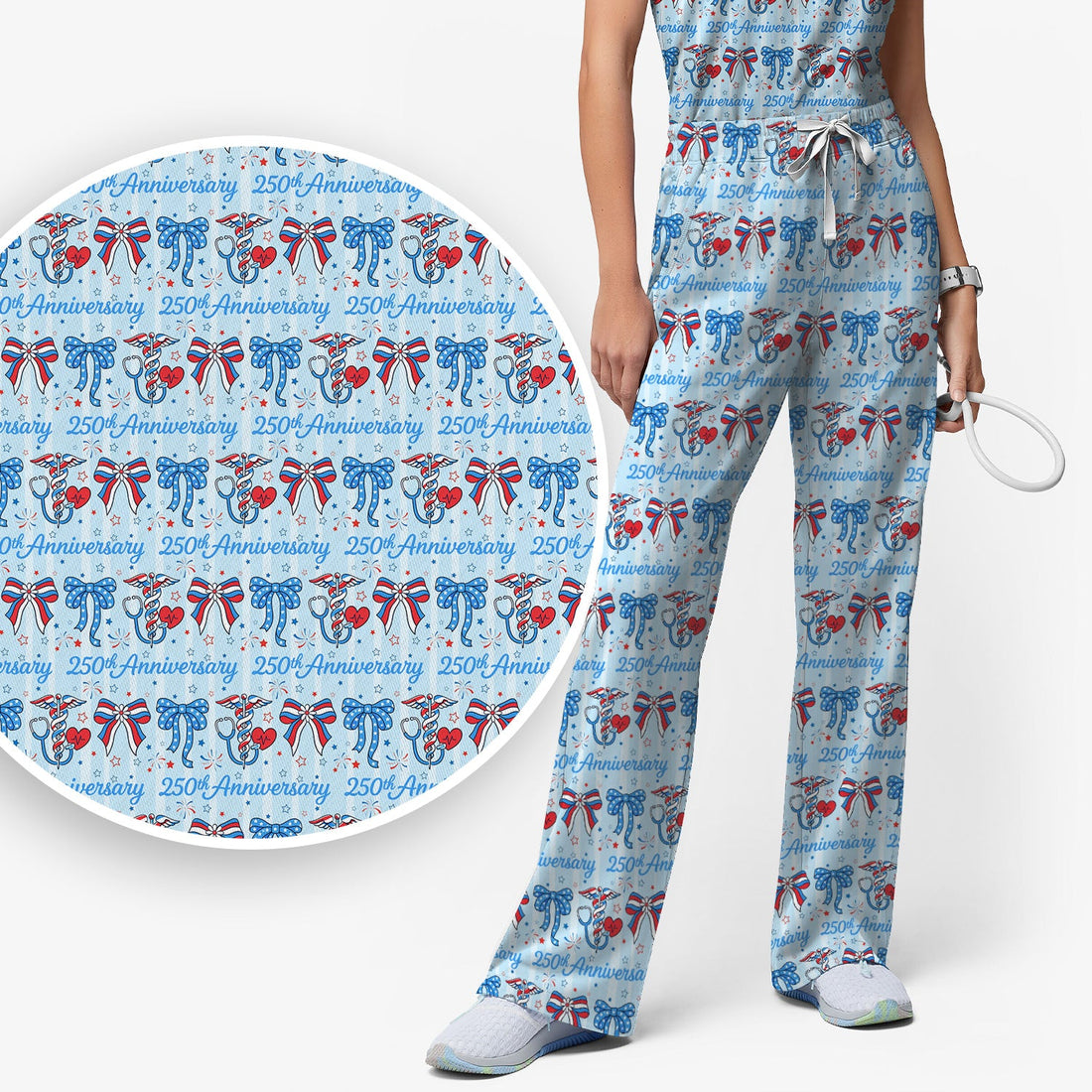 250th Anniversary Nurse Ribbon Heart Scrub Set