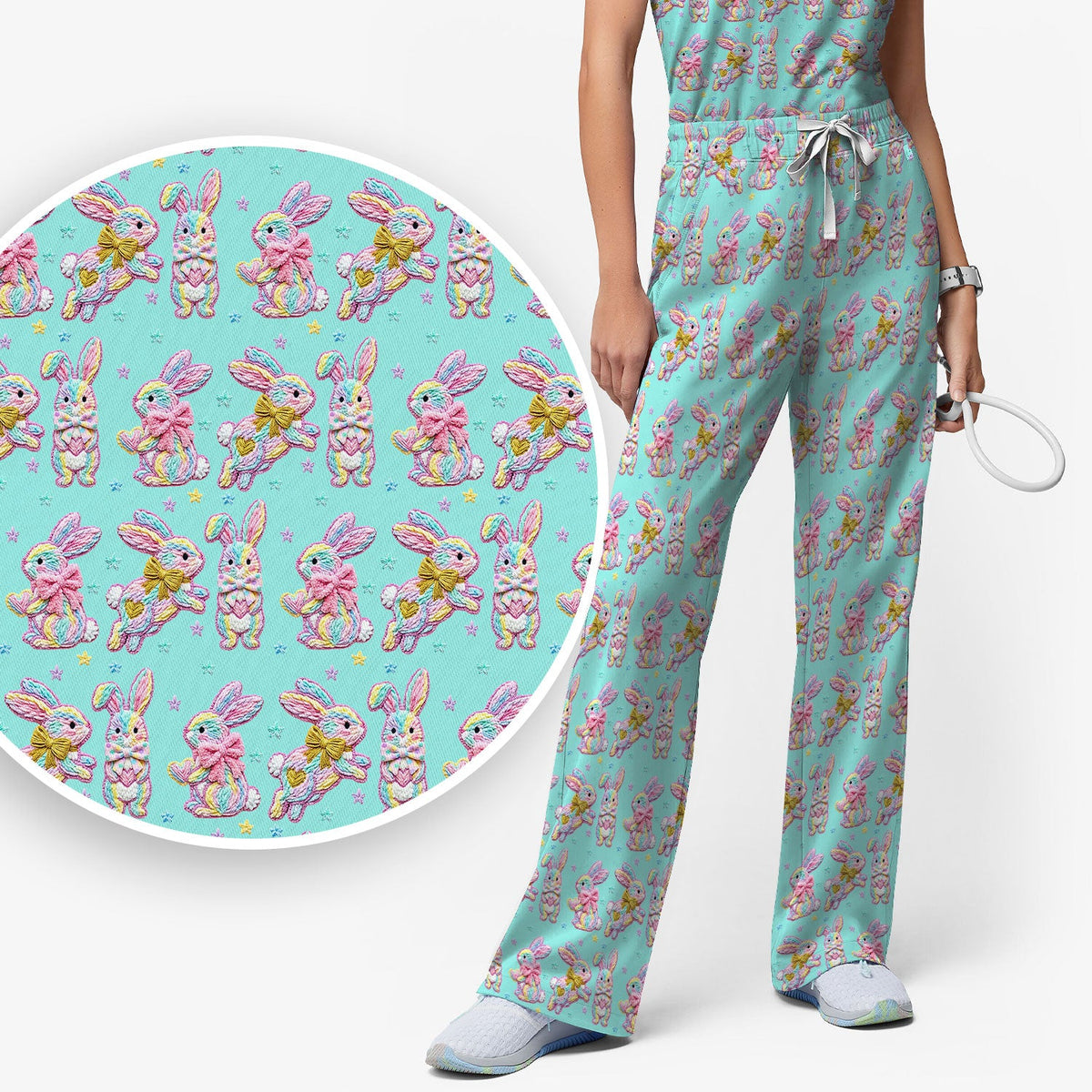 Cartoon Bunny Nurse Scrub Set