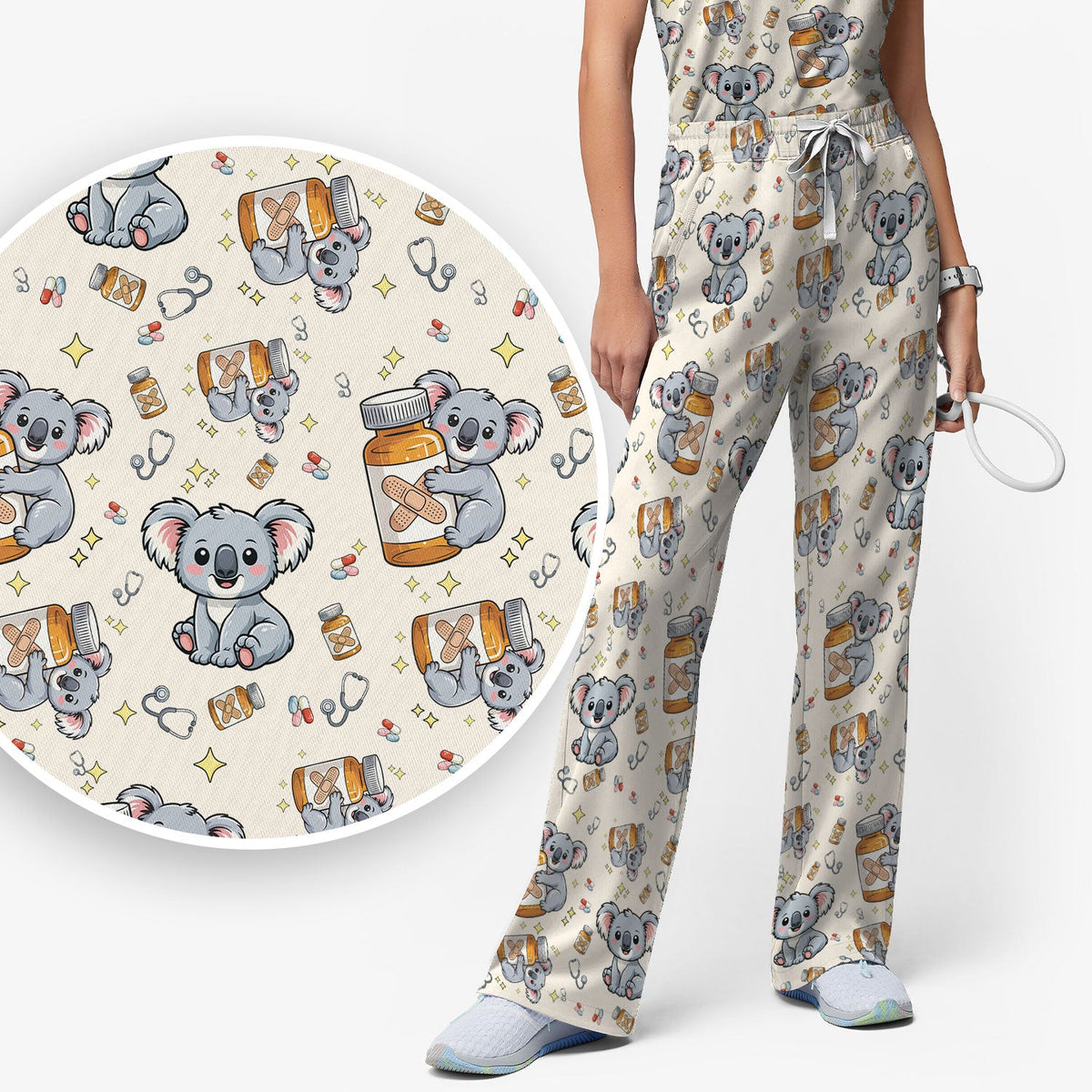 Koala Bandage Medicine Nurse Scrub Set
