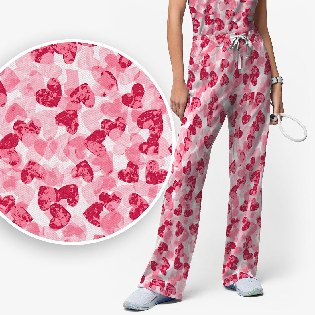 Valentine Heart Medical Scrub Set
