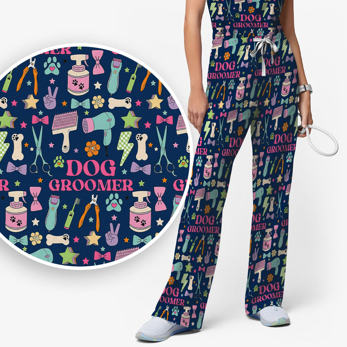Dog Groomer Tools Nurse Scrub Set