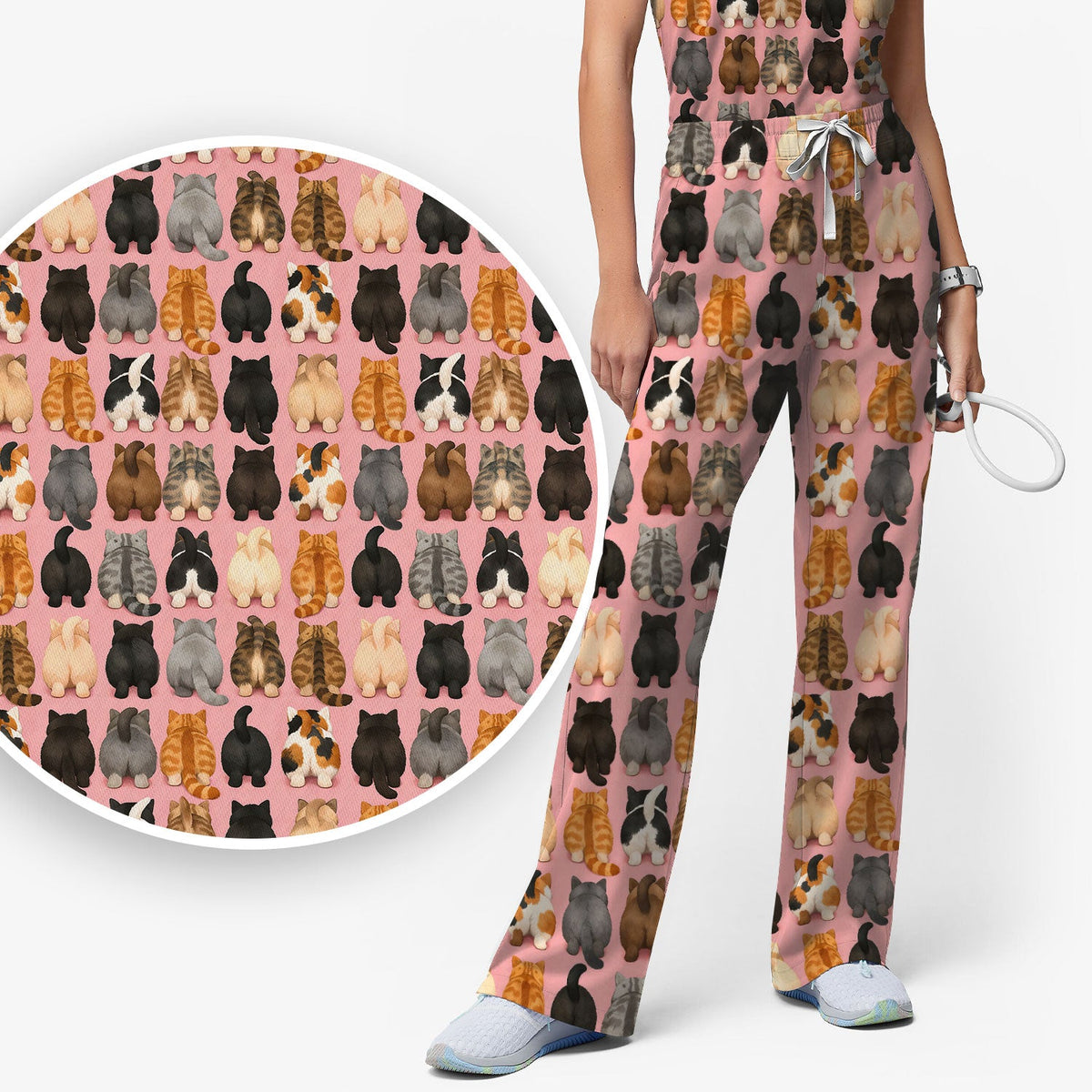 Cats Back View Nurse Scrub Set