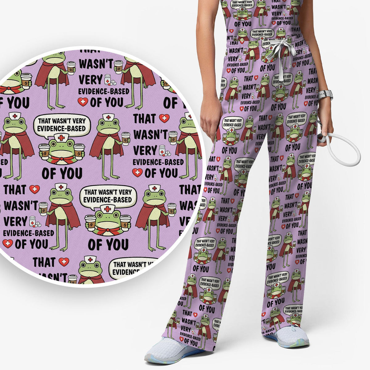 Funny Frog Nurse Quote Medical Pattern, Women's Scrub Set