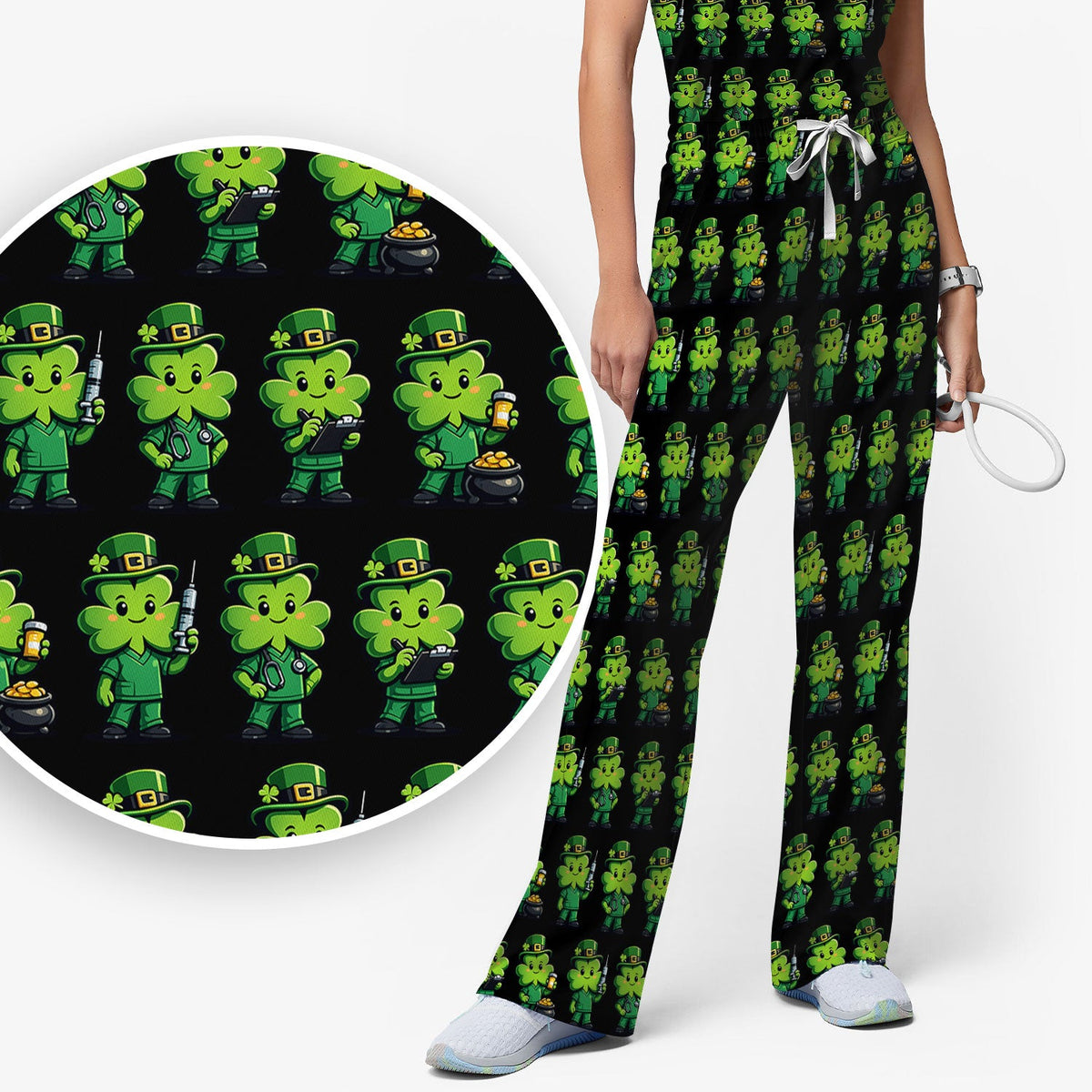 St Patrick Leprechaun Nurse Scrub Set