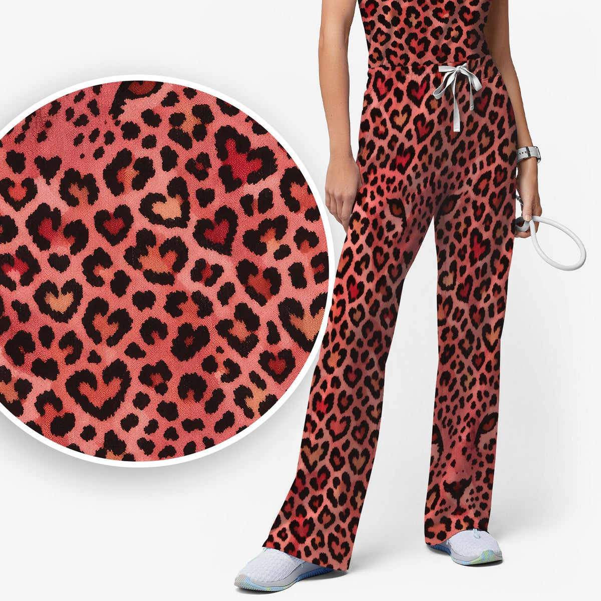 Leopard Pink Nurse Scrub Set