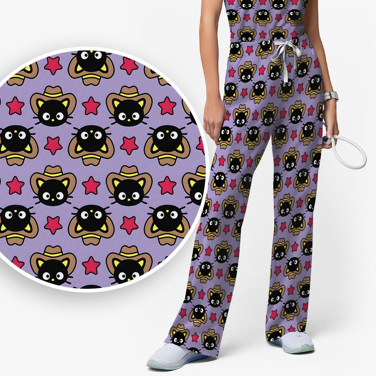 Cowboy Cat Nurse Scrub Set