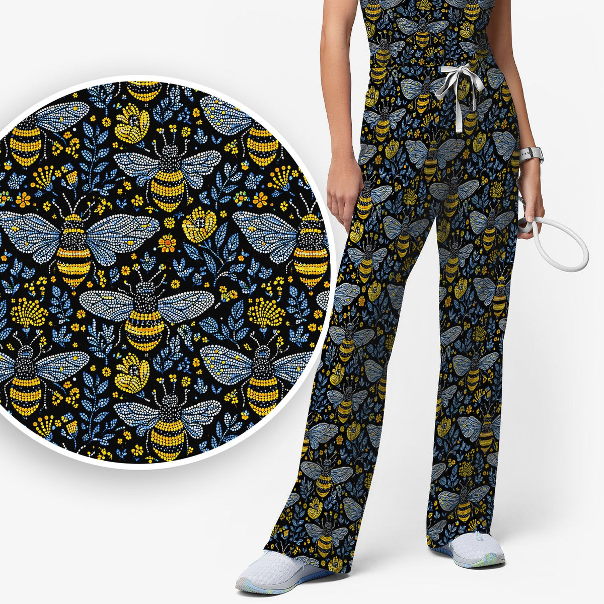 Honey Bee Wildflower Garden Nurse Scrub Set