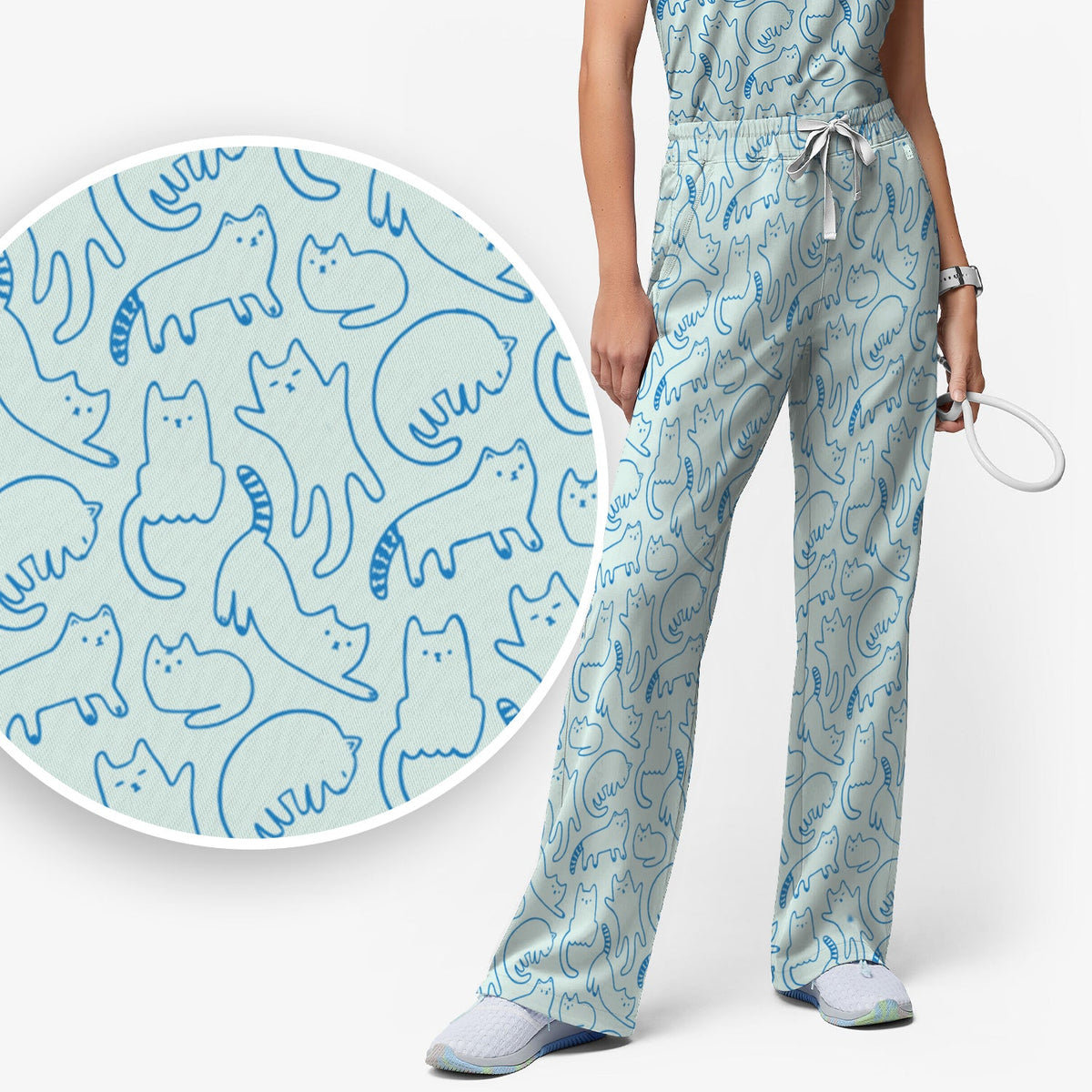Artistic Cat Nurse Scrub Set