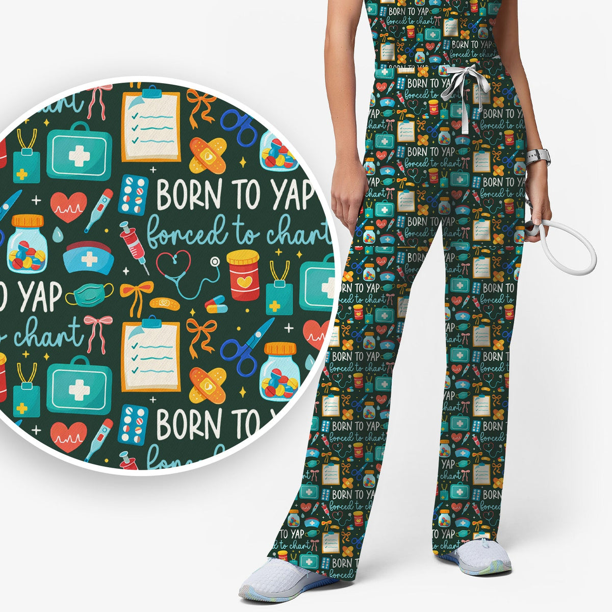 Born To Yap Medical Tools Nurse Scrub Set