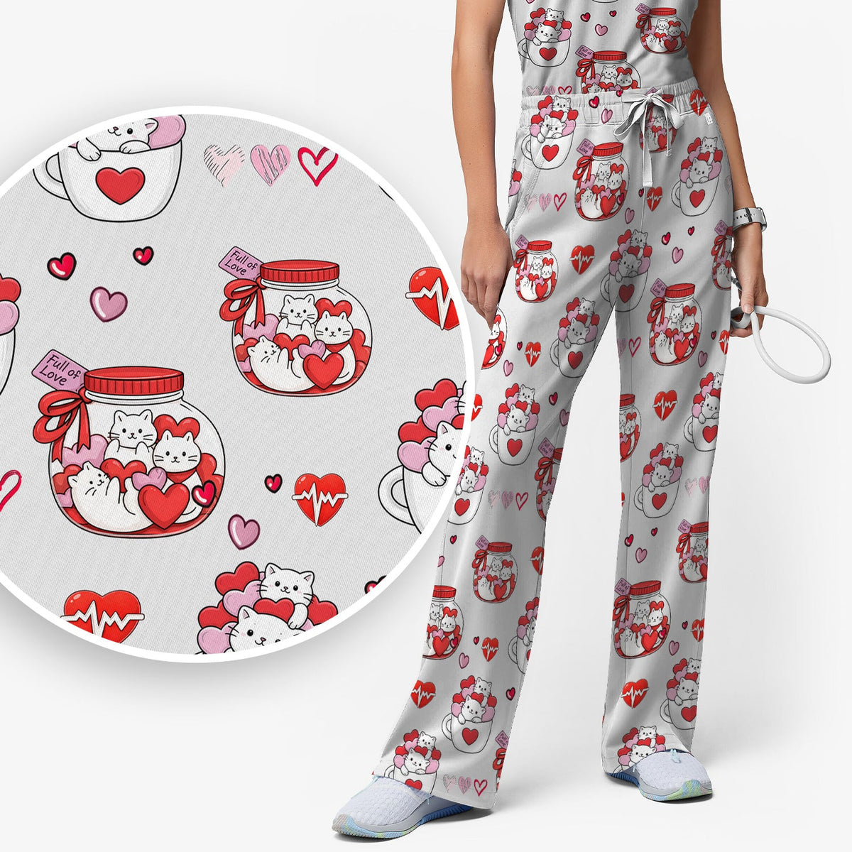 Cat Nurse Scrub Set - Valentines Day Gift