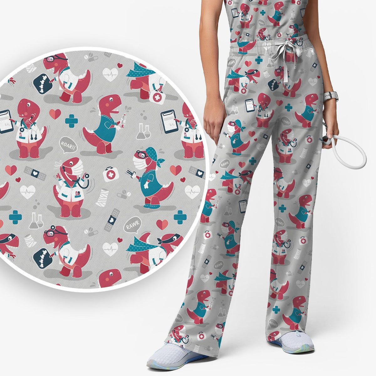 Dinosaur Doctor Nurse Scrub Top