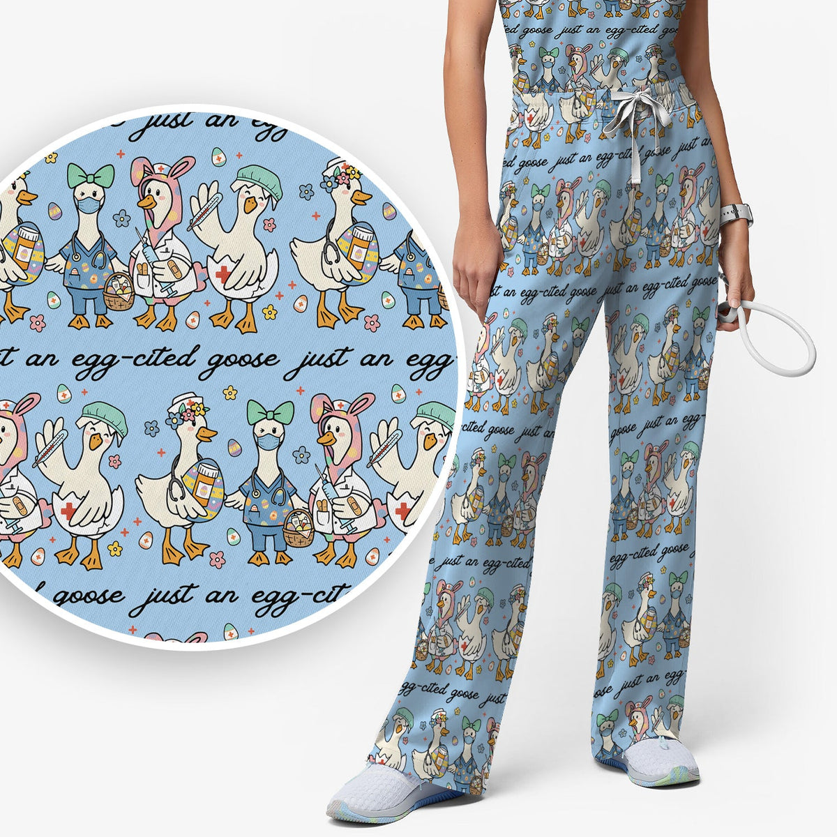 Easter Goose Nurse Scrub Set