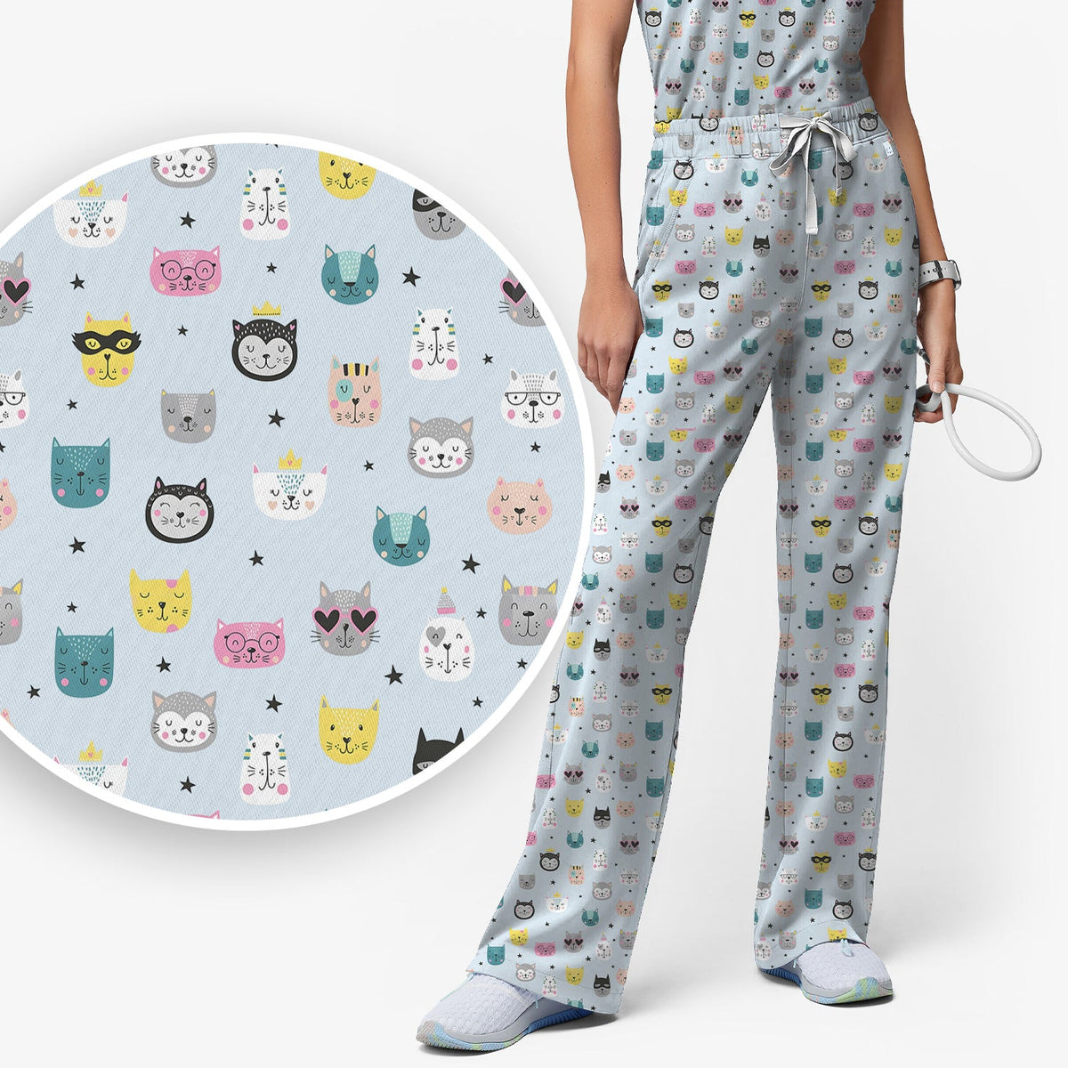 Colorful Kitty Nurse Scrub Set