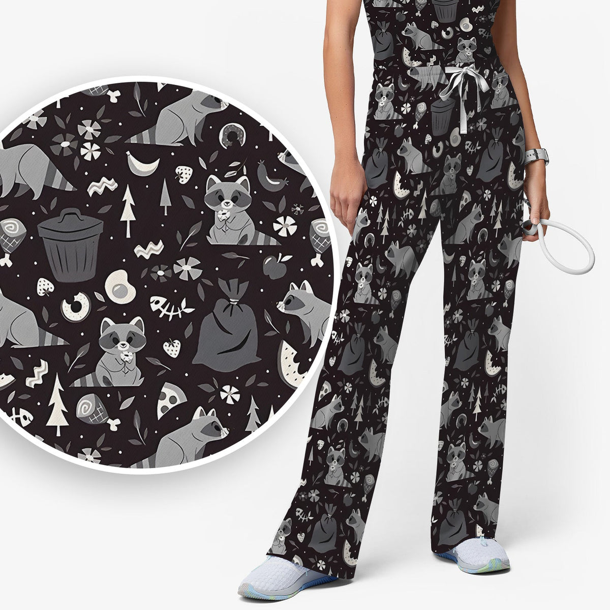 Raccoon Forest Food Nurse Scrub Set