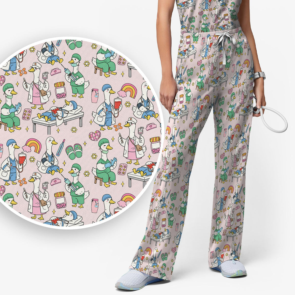 Duck Medical Doodle Nurse Scrub Set