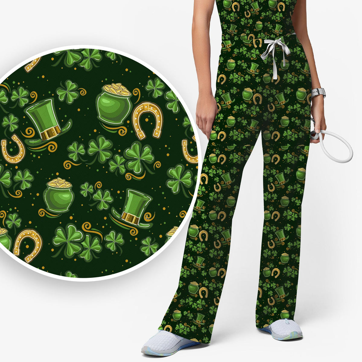 St Patrick Shamrock Nurse Scrub Set