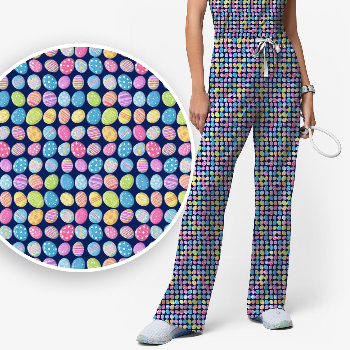 Colorful Easter Eggs Nurse Scrub Set