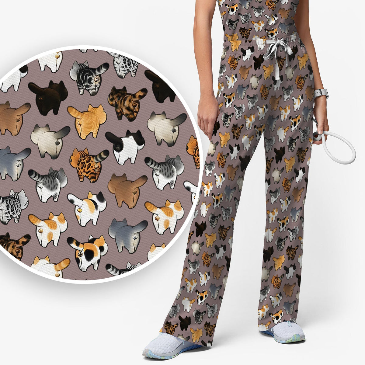 Cat Butt Nurse Scrub Set