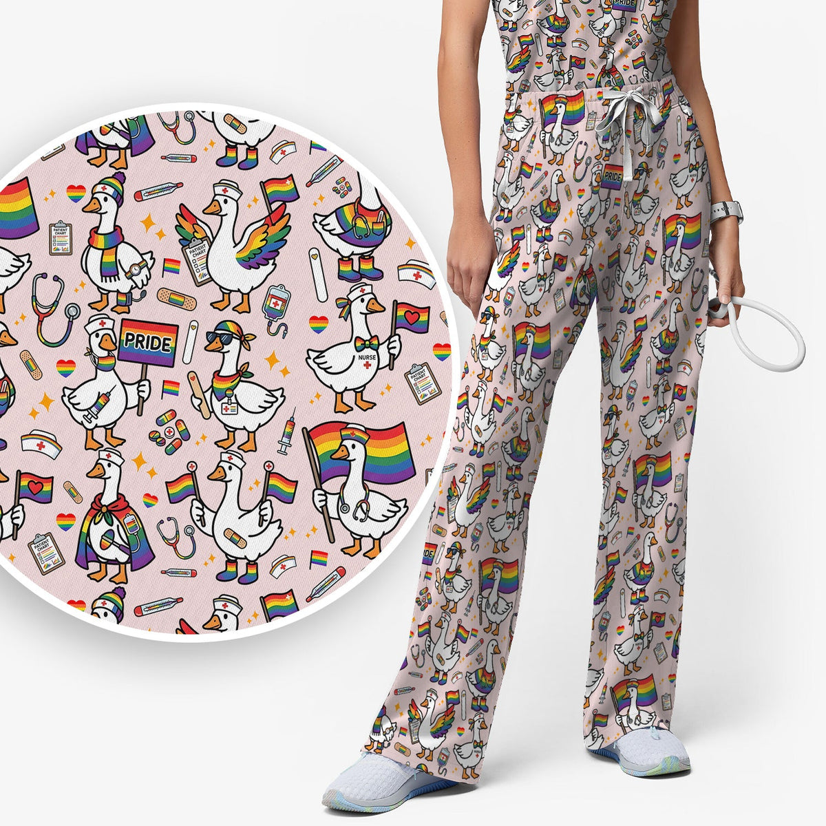 LGBT Pride Nurse Duck Scrub Set