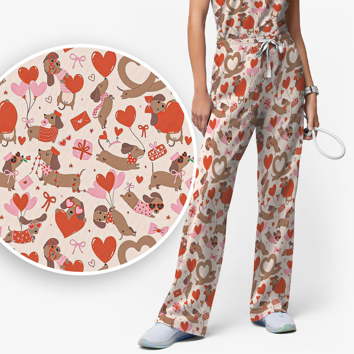Dachshund Nurse Scrub Set - Valentines Day Gift