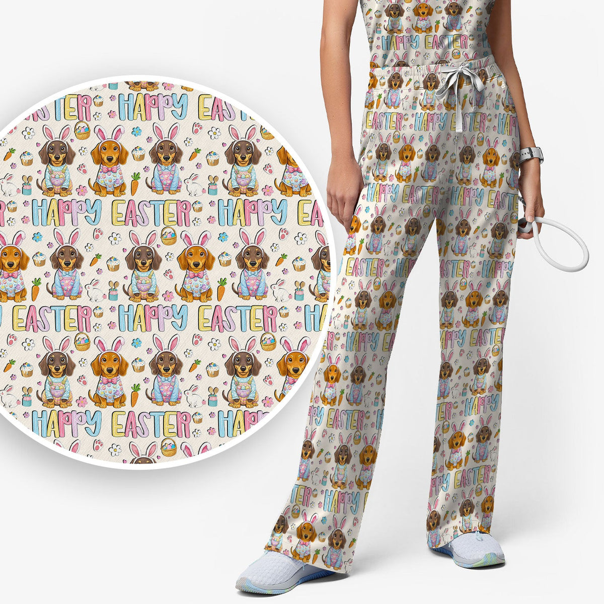Dachshund Puppy Nurse Scrub Set - Easter Gift
