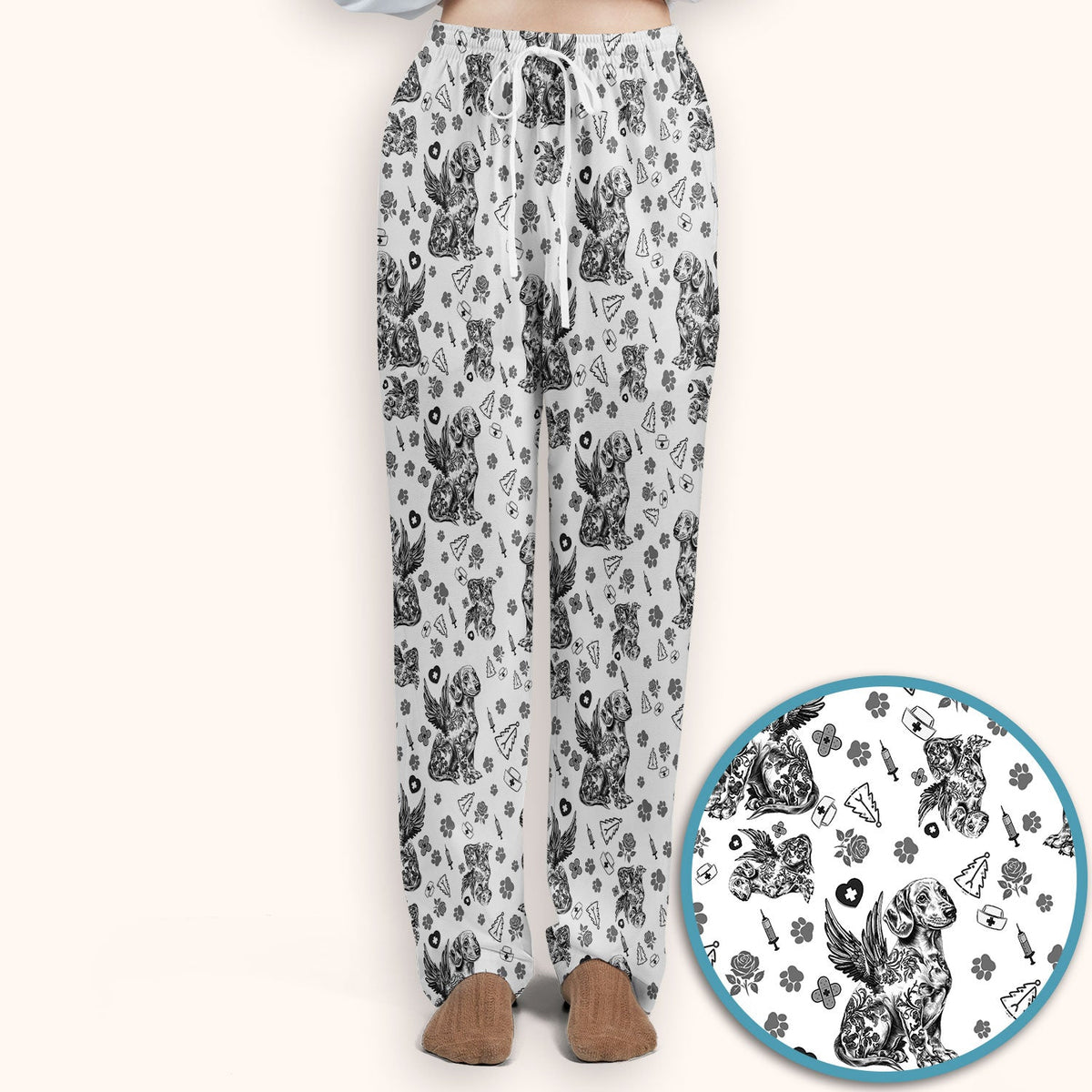 Toile De Jouy Dachshund Angel Nurse Scrub Set