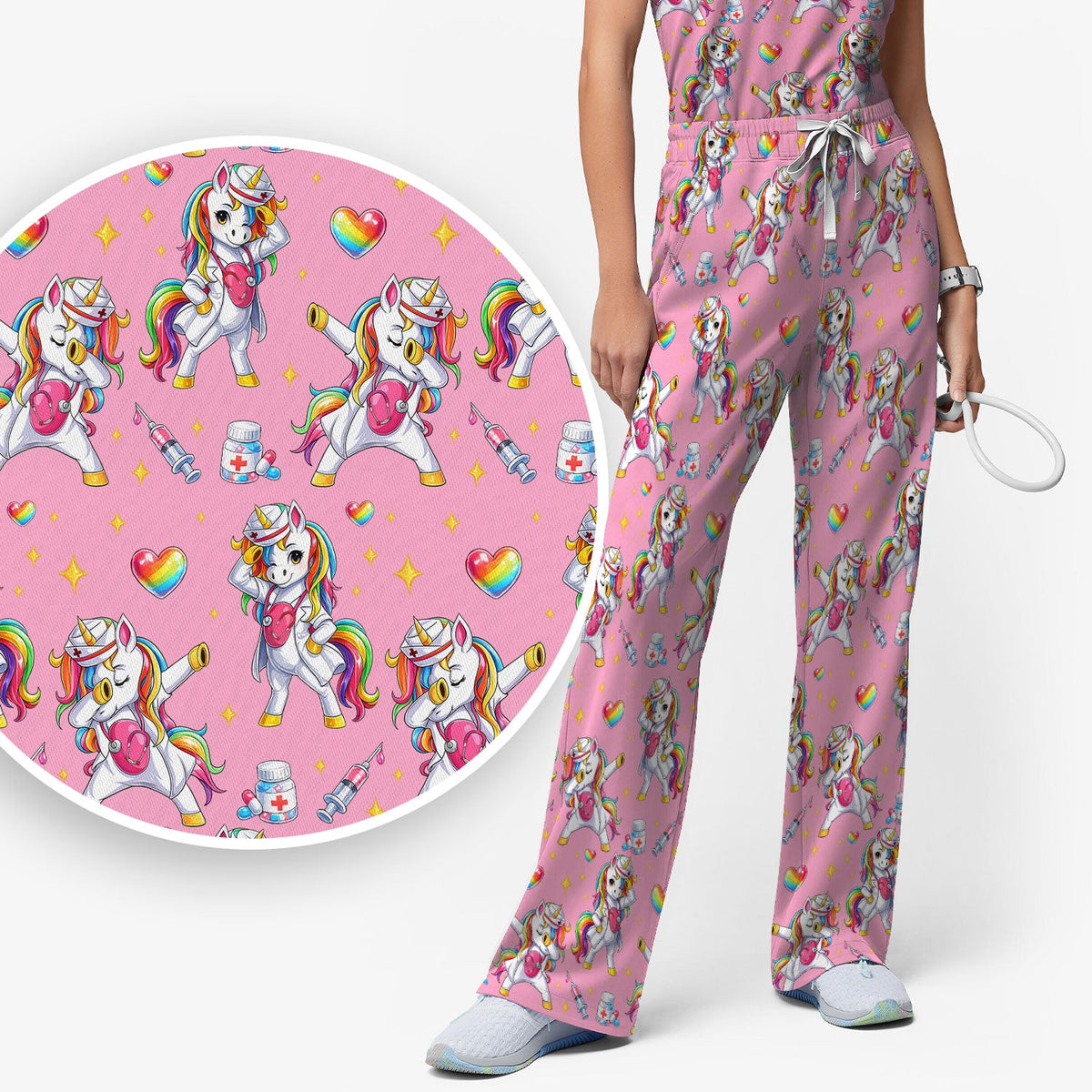 Nurse Unicorn Rainbow Scrub Set