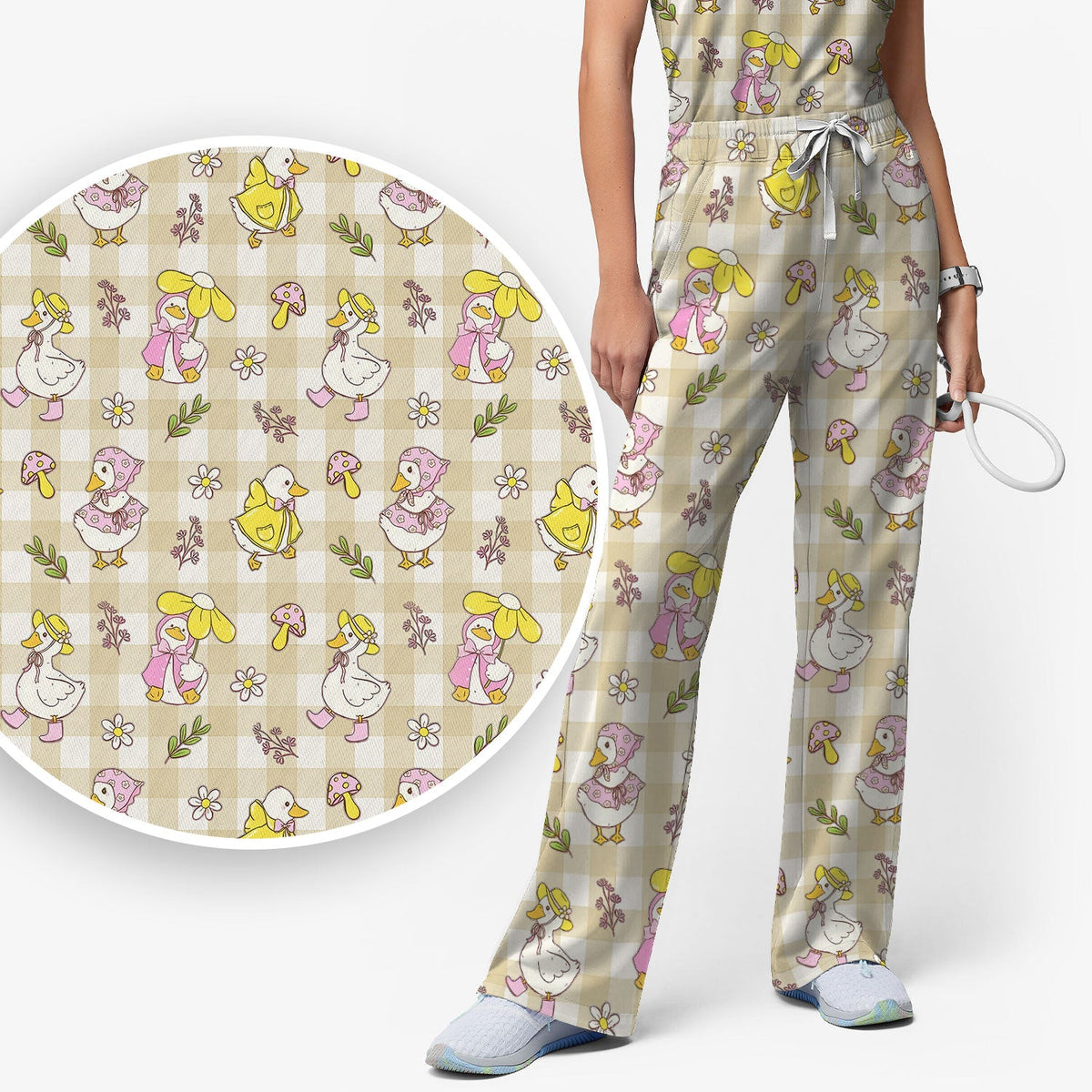 Duck Outfit Gingham Nurse Scrub Set
