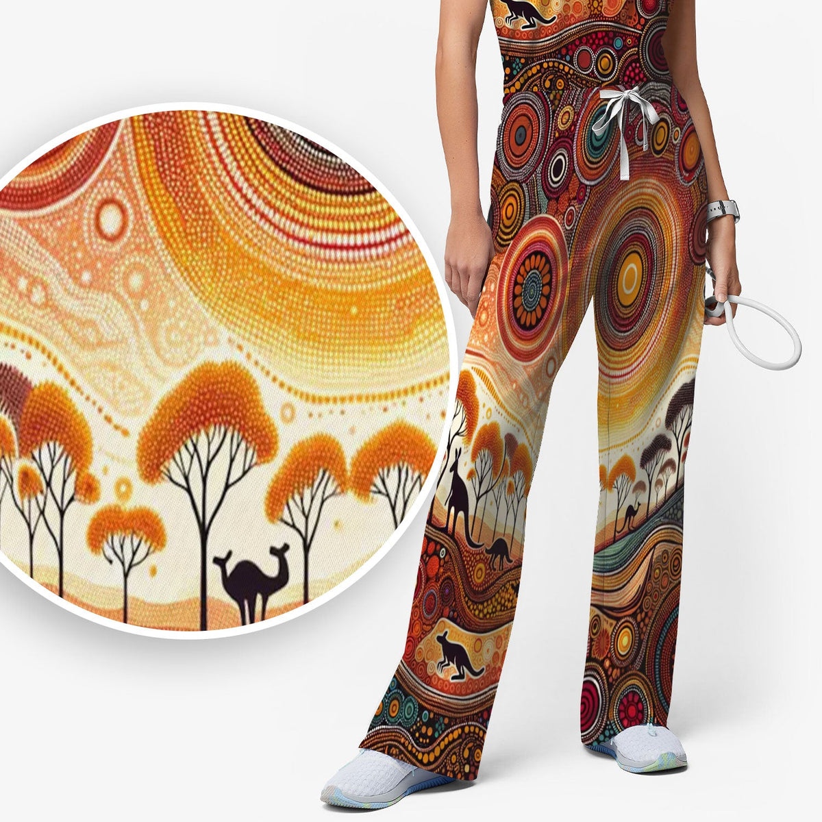 Aboriginal Kangaroo Art Nurse Scrub Set