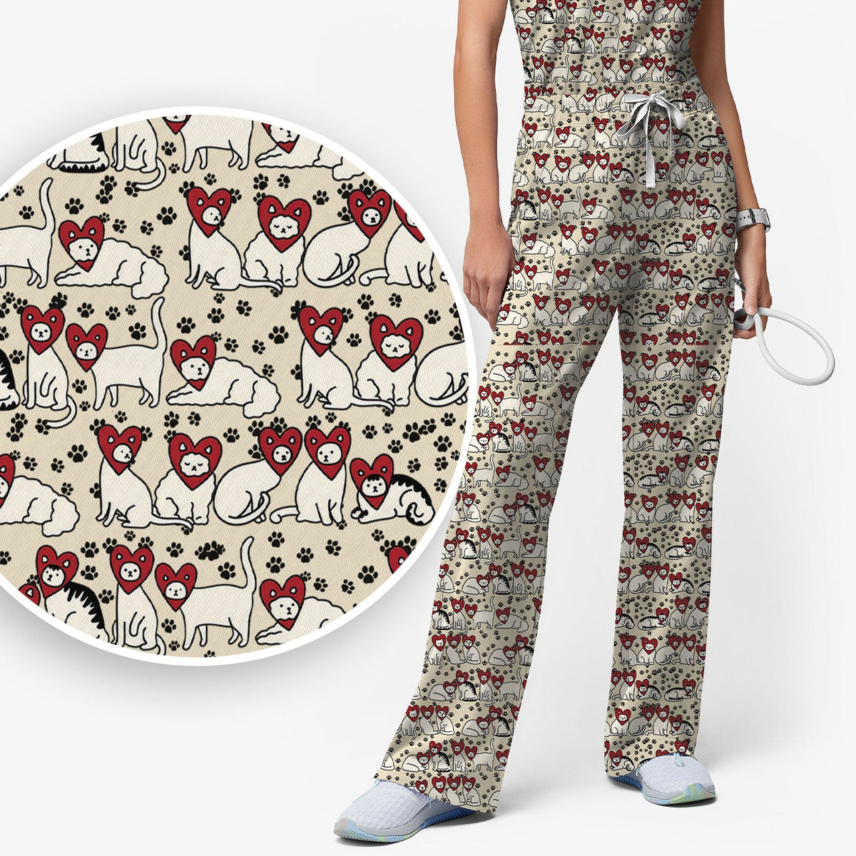 Cat Heart Nurse Scrub Set