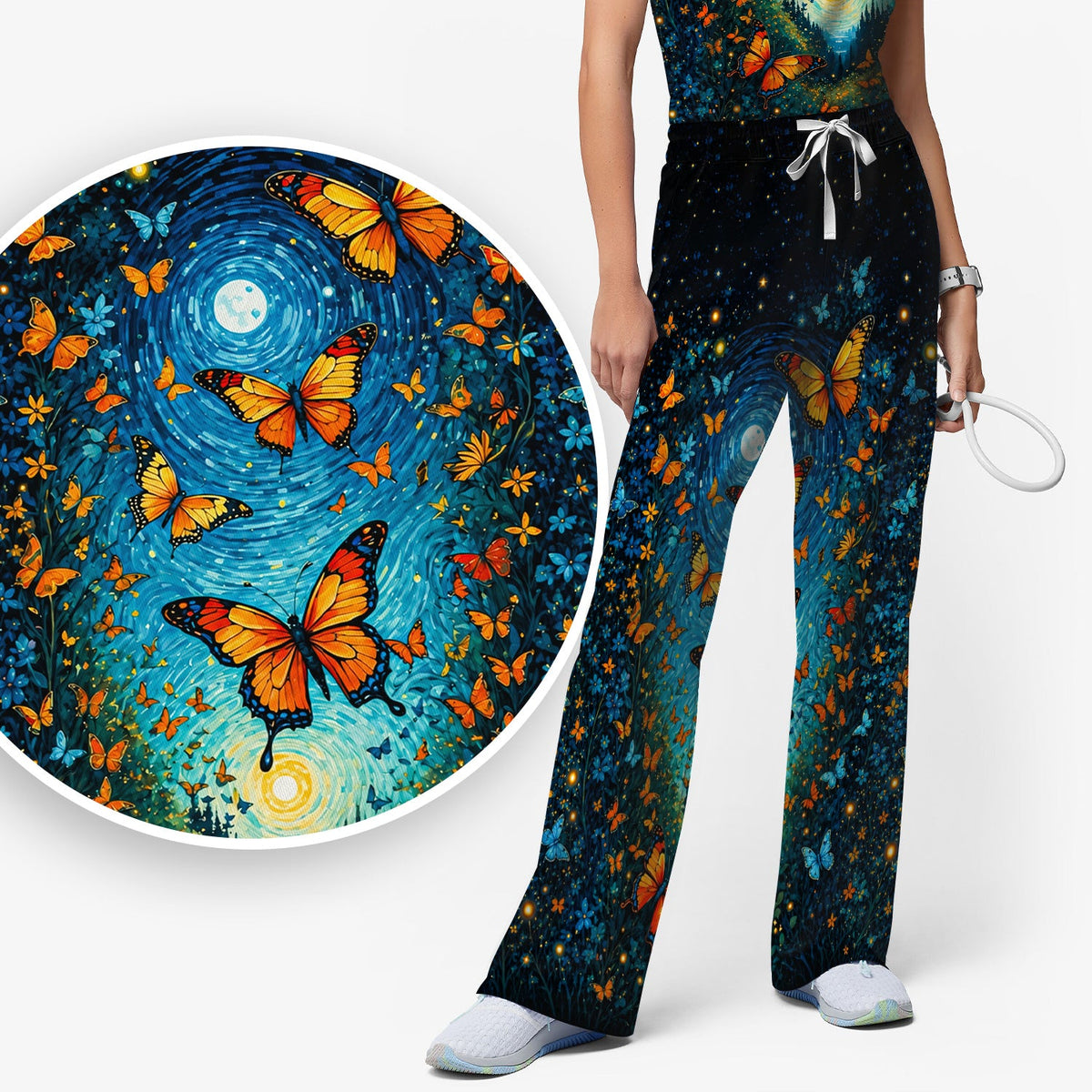 Moonlit Butterfly Nurse Scrub Set