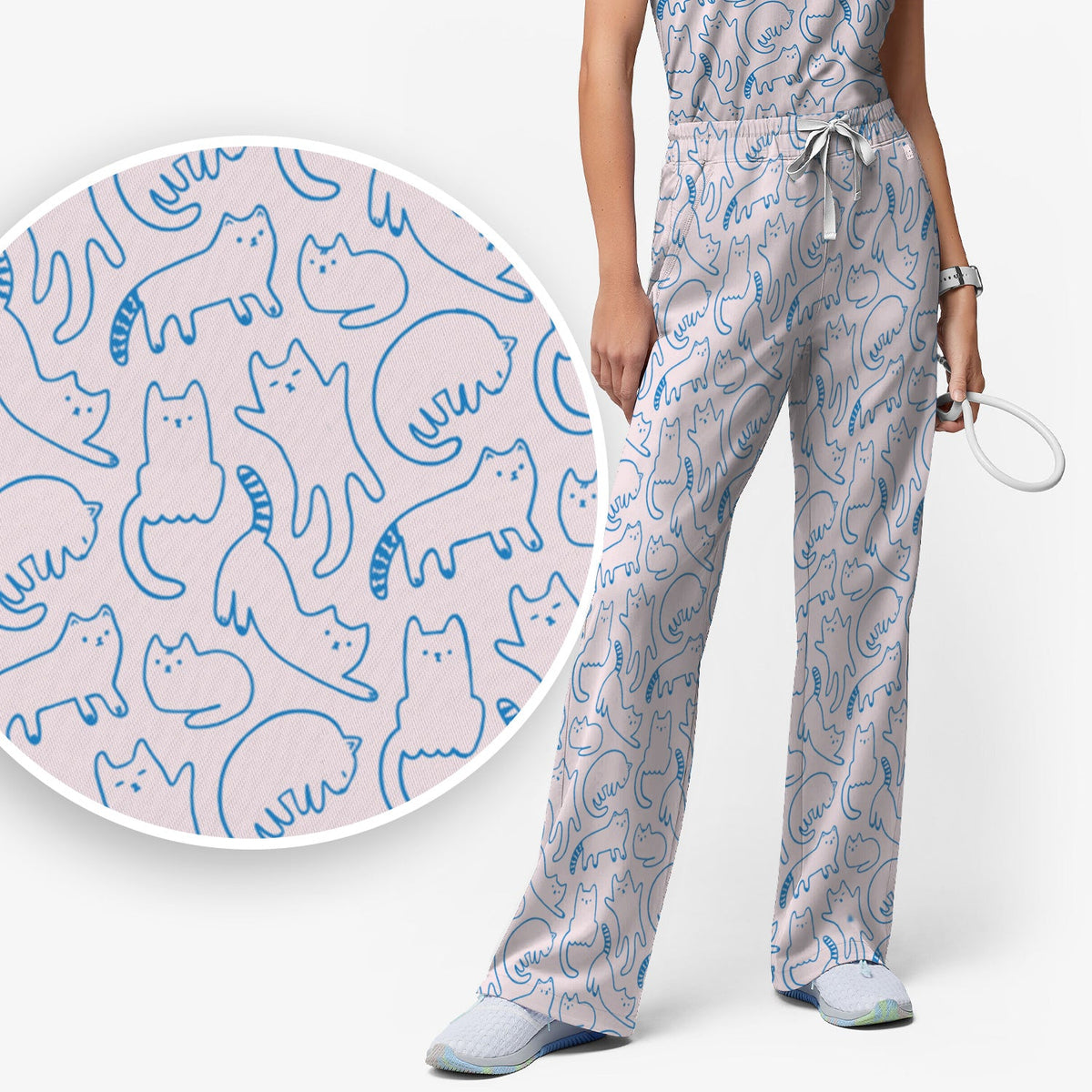 Artistic Cat Nurse Scrub Set
