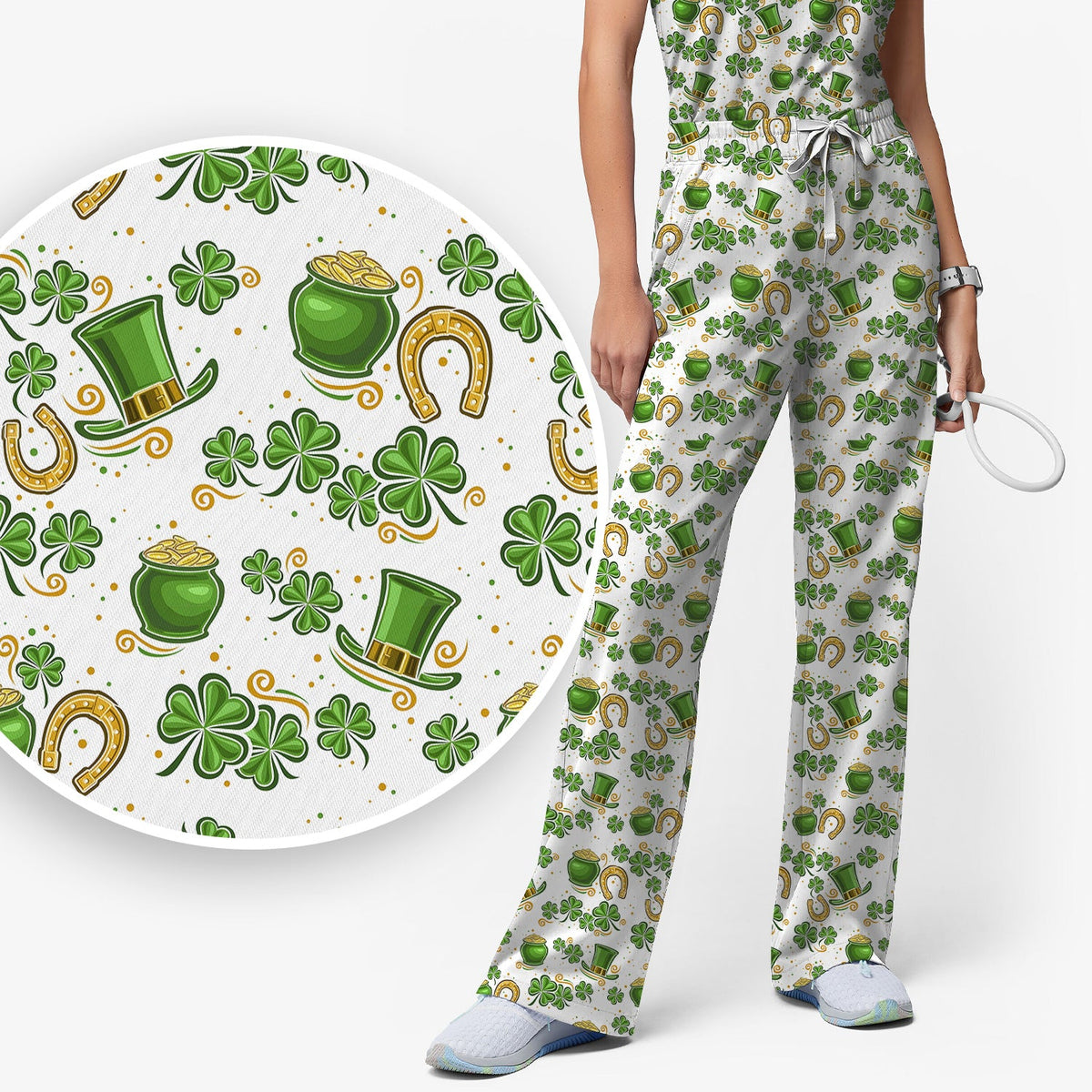 St Patrick Shamrock Nurse Scrub Set