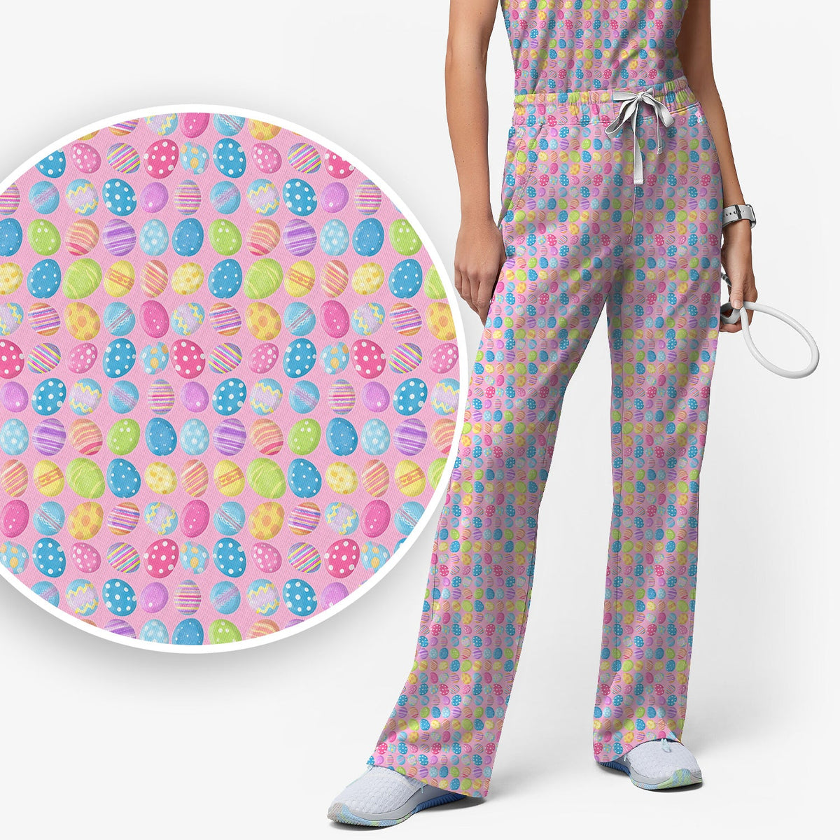 Colorful Easter Eggs Nurse Scrub Set