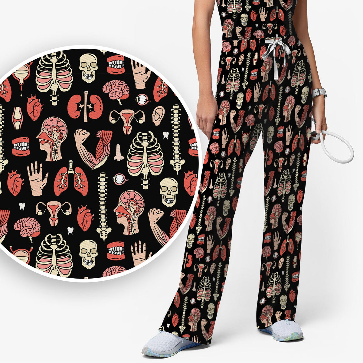 Human Anatomy Body Parts Nurse Scrub Set