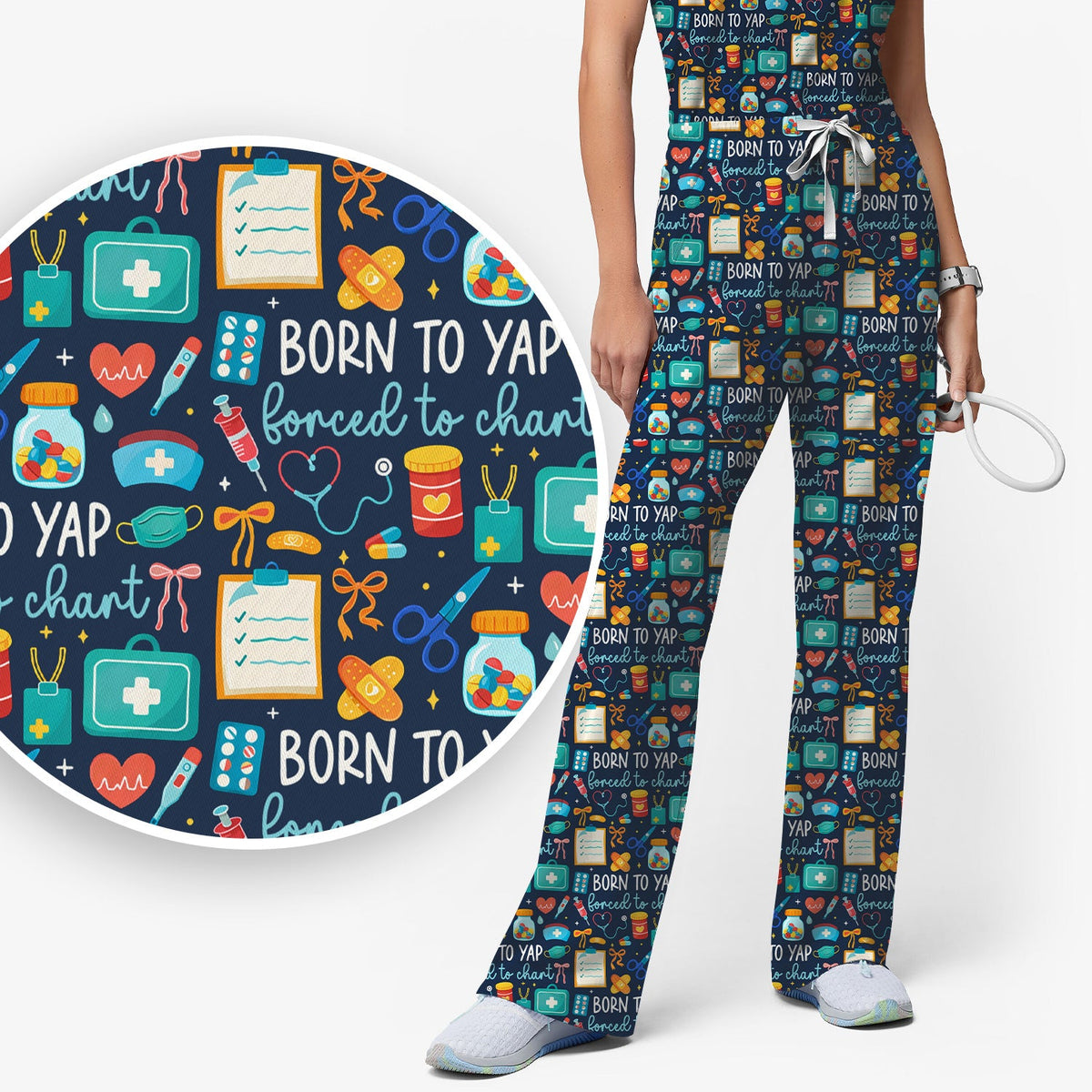 Born To Yap Medical Tools Nurse Scrub Set